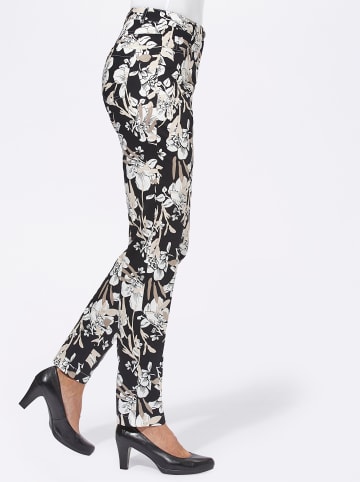 WITT WEIDEN Druckhose in schwarz-ecru-bedruckt
