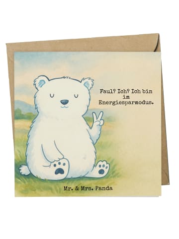 Mr. & Mrs. Panda Grußkarte Eisbär Faul Design mit Spruch in Weiß