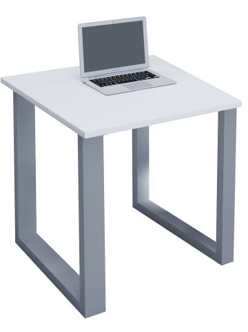 VCM  Holz Schreibtisch Bürotisch Computertisch Lona U in Silber / Weiß