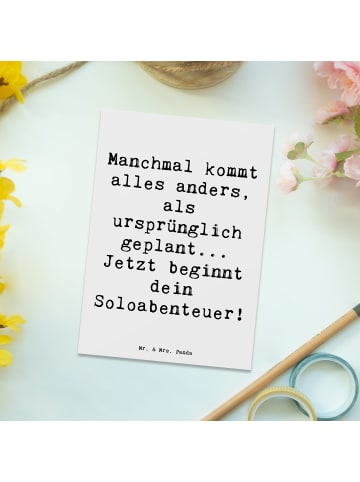 Mr. & Mrs. Panda Postkarte Spruch Scheidung Soloabenteuer mit Sp... in Weiß