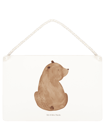 Mr. & Mrs. Panda Schild Bär Schulterblick ohne Spruch in Weiß