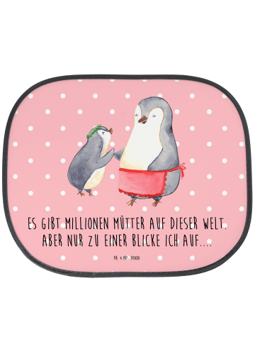 Mr. & Mrs. Panda Sonnenschutz Auto Pinguin mit Kind mit Spruch in Rot Pastell