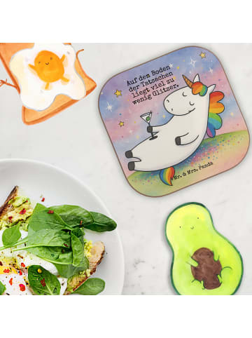Mr. & Mrs. Panda Glasuntersetzer Einhorn Blümchentail Design mit Spruch in Weiß