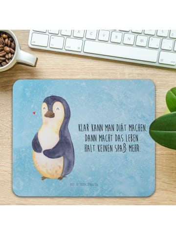 Mr. & Mrs. Panda Mousepad Pinguin Diät mit Spruch in Eisblau