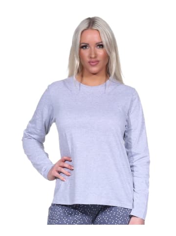 NORMANN langarm Schlafanzug Pyjama Oberteil Shirt Mix & Match - 76878 in Grau