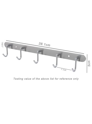 Intirilife Garderobenleiste - Kleiderhaken Garderobe in Silber - Modell C