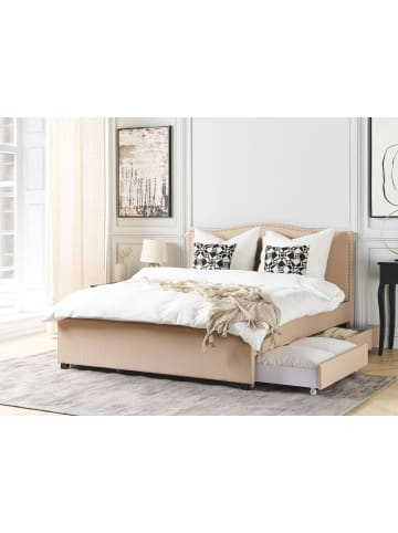 Beliani Doppelbett MONTPELLIER in Beige - (W) 187 x (H) 110 x (L) 213 cm