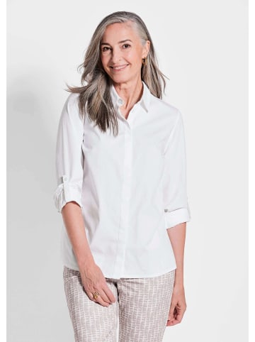 GOLDNER Kurzgröße:  Bluse Weiße Damenbluse im längeren Schnitt in weiß