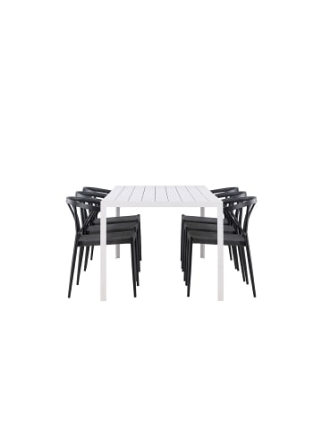 ebuy24 1 x Tisch 6 x Stühle Weiß 90 x 205 cm