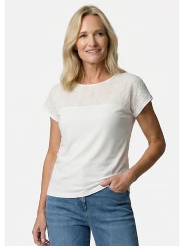 GOLDNER Spitzenshirt aus Jersey und Baumwolle in weiß