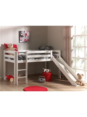 58 aufm Kessel KINDERBETT mit Rutsche Karolina 210x114x218 aus Massivholz in Weiß