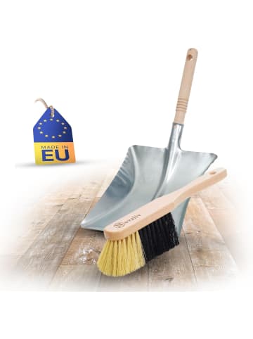 Novaliv Kehrblech Set Kehrblechgarnitur Handfeger FEINE KUNSTBORSTEN und Kehrb in Braun
