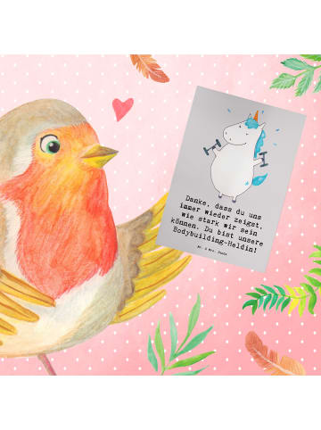 Mr. & Mrs. Panda Grußkarte Bodybuilding Trainerin mit Spruch in Grau Pastell