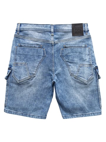 Humy Stretch Denim Shorts im Cargostyle mit Knopfleiste A&S in Hellblau