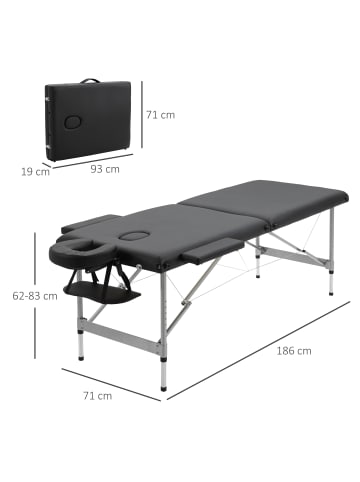 HOMCOM Massageliege-186L x 71B x 62-83H cm-Schwarz