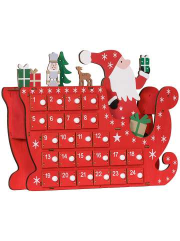 HOMCOM Weihnachts-Adventskalender-22,5L x 8B x 36H cm-Rot