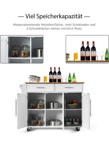 COSTWAY Küchenwagen Buffetschrank in Weiß