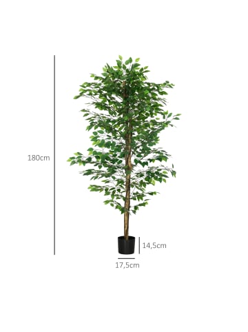 HOMCOM Künstliche Ficus-Pflanze-Ø17,5 x 180H cm-Grün