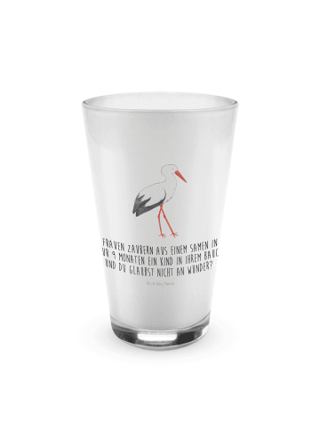 Mr. & Mrs. Panda Blümchentailglas Storch mit Spruch in Transparent