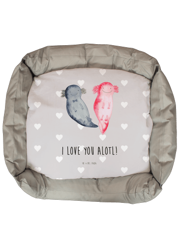 Mr. & Mrs. Panda Katzenbett Axolotl Liebe mit Spruch in Grau Pastell