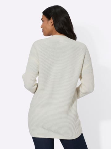 Sieh an! Strickjacke in ecru-camel-gemustert