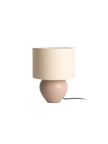 Leitmotiv Tischlampe ALMA mit keramischem Fuß in Beige, Ø 25 cm