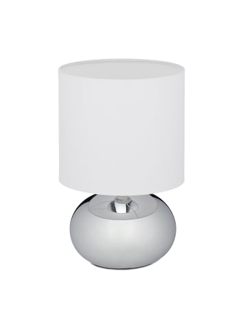 relaxdays Tischlampe in Silber/ Weiß - (H)28 x Ø 18 cm