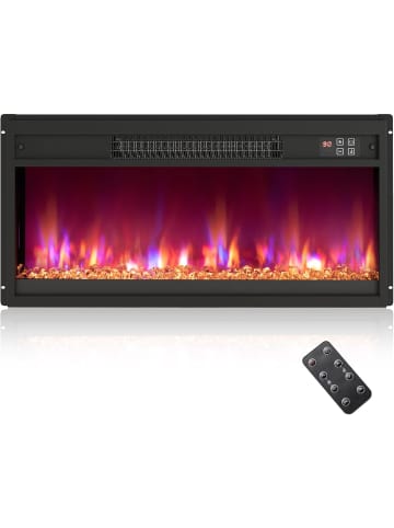 COSTWAY Elektrokamin mit Heizung 1500W in Schwarz
