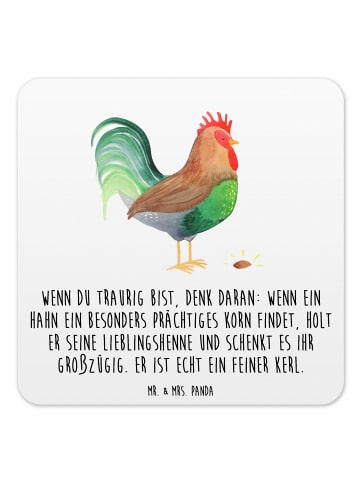 Mr. & Mrs. Panda Glasuntersetzer Hahn Korn mit Spruch in Weiß