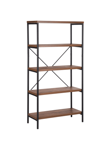 Beliani Bücherregal BRISBANE in Braun/Schwarz - (W) 80 x (H) 160 x (L) 36 cm