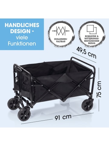 EASYmaxx Bollerwagen faltbar schwarz mit kleinen Rädern Schwarz