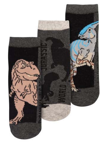 United Labels 3er Pack Jurassic World Socken Sneaker Söckchen in grau