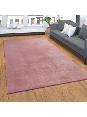 KADIMA DESIGN Teppich Kurzflor waschbar Unifarben Wohnzimmer in Hellrosa