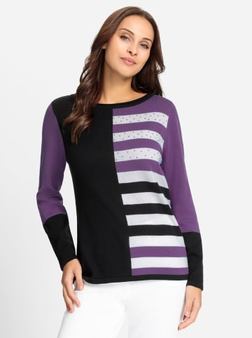 WITT WEIDEN Langarm-Pullover in lila-schwarz-gemustert