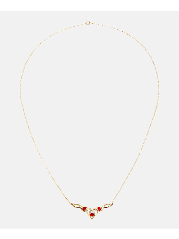 Diamant L'éternel Halskette aus 375 Gelbgold mit Rubin Herz-Design