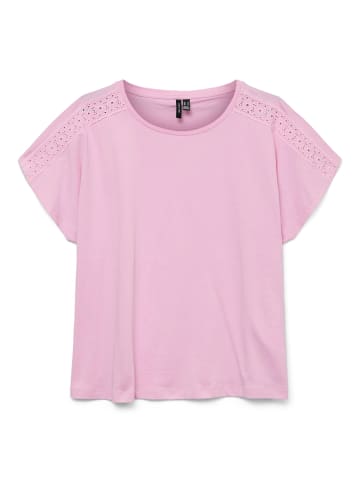 Vero Moda Trendiges Sommer Shirt mit Spitze Rundhals in Rosa