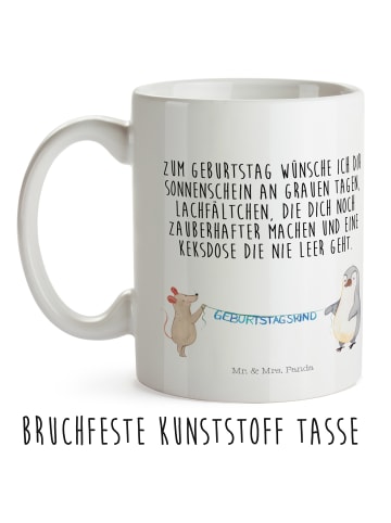 Mr. & Mrs. Panda Kaffeebecher Maus Pinguin Geburtstag mit Spruch in Weiß