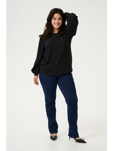 KAFFE curve Langarm-Bluse KCnete in Black Deep