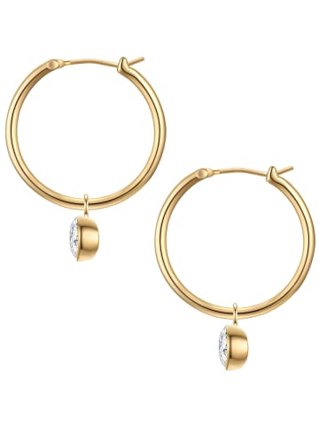 Yokoamii Creolen aus Messing mit Glaskristall in gelbgold