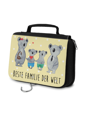 Mr. & Mrs. Panda Toilettentasche Koala Familie zwei mit Spruch in Gelb Pastell