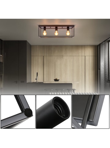 ZMH Deckenleuchte in Schwarz 3-flammige E27 Retro Küchenlampe aus Metall