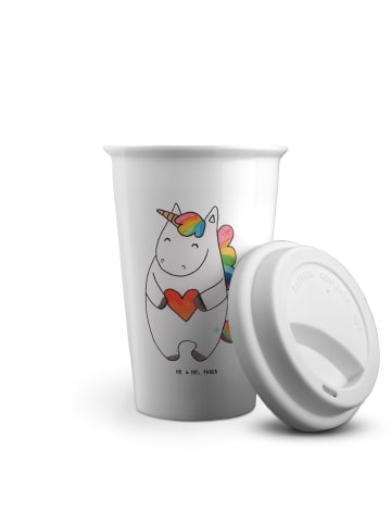 Mr. & Mrs. Panda ToGo Kaffeebecher Einhorn Herz ohne Spruch in Weiß