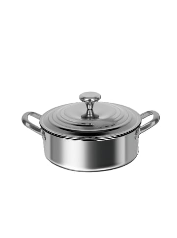 Cheffinger Edelstahl Kochtopf - Niedriger Topf geeignet für alle Herdarten, in Silber