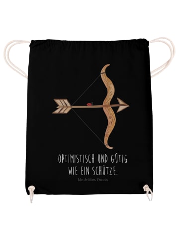 Mr. & Mrs. Panda Jutebeutel Sternzeichen Schütze mit Spruch in Schwarz