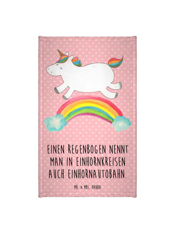 Mr. & Mrs. Panda Gästehandtücher Einhorn Regenbogen mit Spruch in Rot Pastell