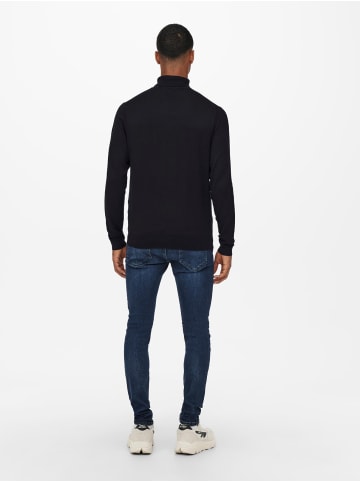 Only&Sons Polo Langarm Shirt Basic Pullover ONSWYLER in Schwarz