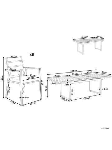 Beliani 3-tlg Gartentisch Set VALCANETTO/TAVIANO in Schwarz/Grau/Braun