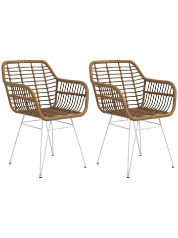 HOMCOM Esszimmerstühle-56L x 60B x 79H cm-Hellbraun+Weiß