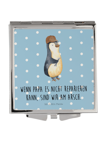 Mr. & Mrs. Panda Kosmetikspiegel Wenn Papa es nicht reparieren k... in Blau Pastell