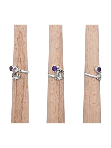 mantraroma 925er Silber - Ringe verstellbar mit Amethyst facettiert